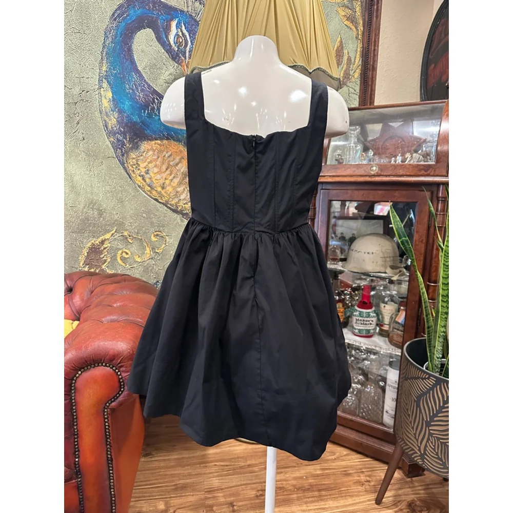 RESET Black Corset Mini Dress Size Large Goth Grunge Tulle - Picture 6 of 13